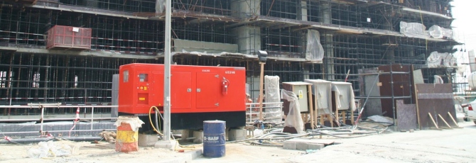 Construction Site Generator Set - Diesel Generator on building site in Dubai