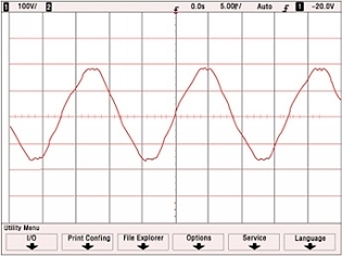 Sinus-Ausgangsspannung eines modernen elektronisch (AVR) geregelten Generators